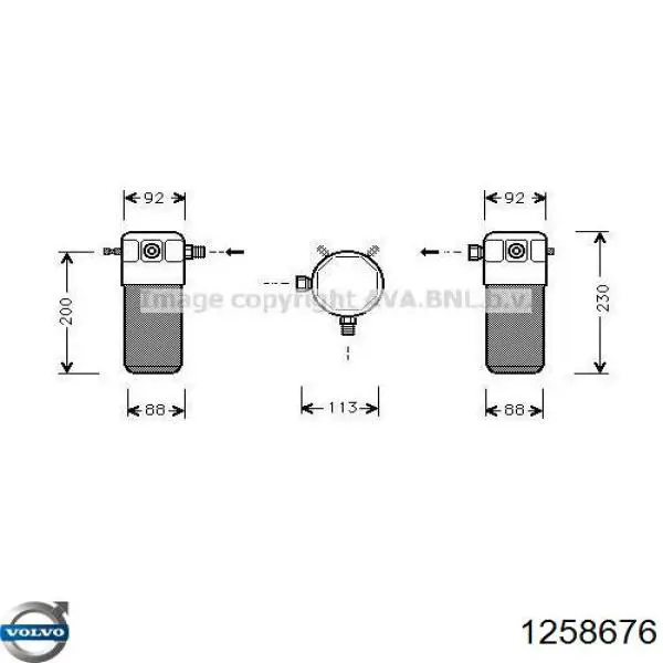 1258676 Volvo receptor-secador del aire acondicionado