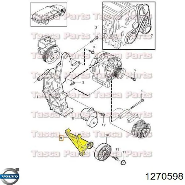 Rodillo central derecho de puerta corrediza Volvo 1270598 precio, desde  EUR