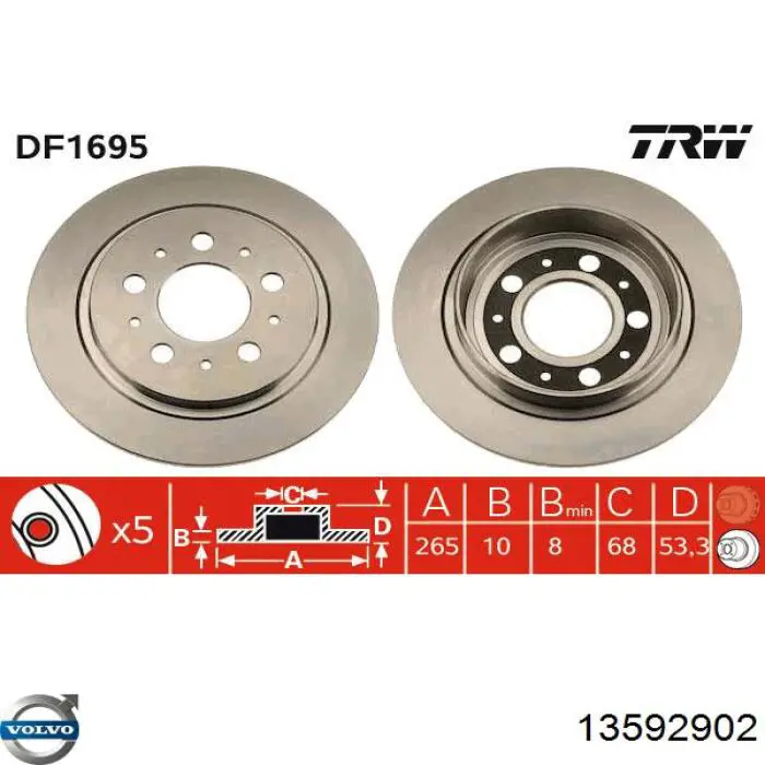 13592902 Volvo disco de freno trasero