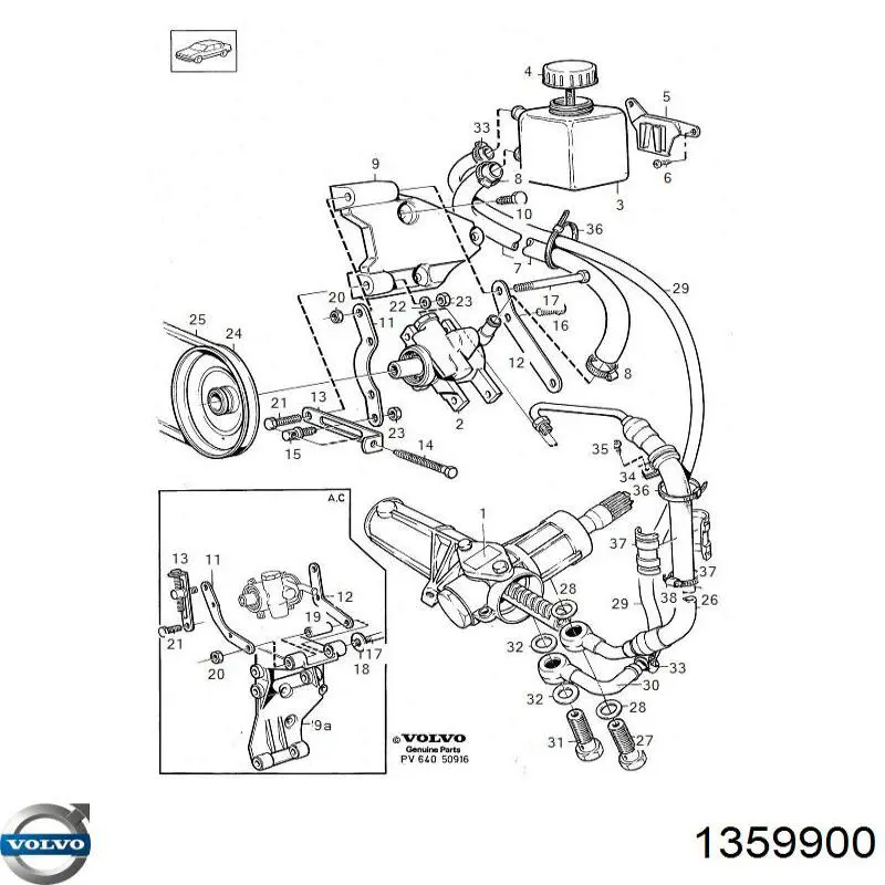 1359900 Volvo cremallera de dirección