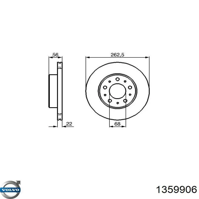 1359906 Volvo freno de disco delantero