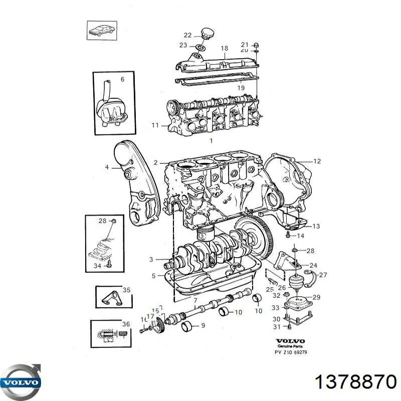 1378870 Volvo junta de la tapa de válvulas del motor