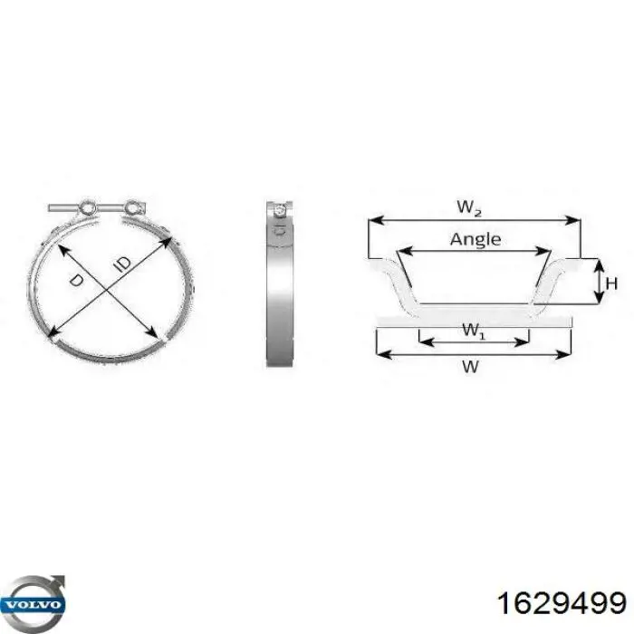 1629499 Volvo abrazadera del colector de escape