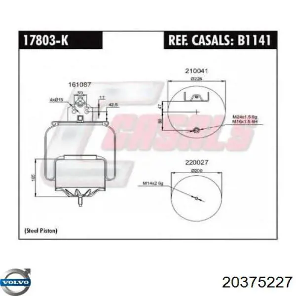 20375227 Volvo muelle neumático, suspensión