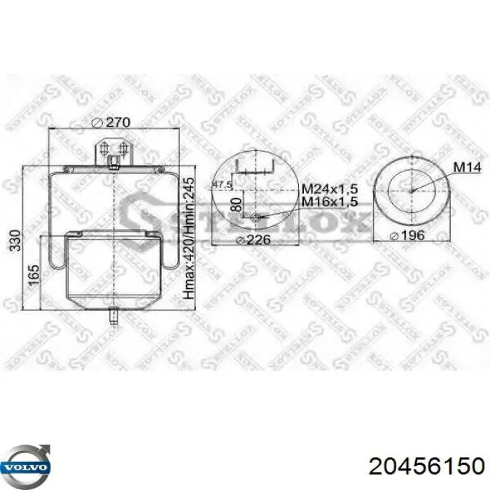 20456150 Volvo muelle neumático, suspensión