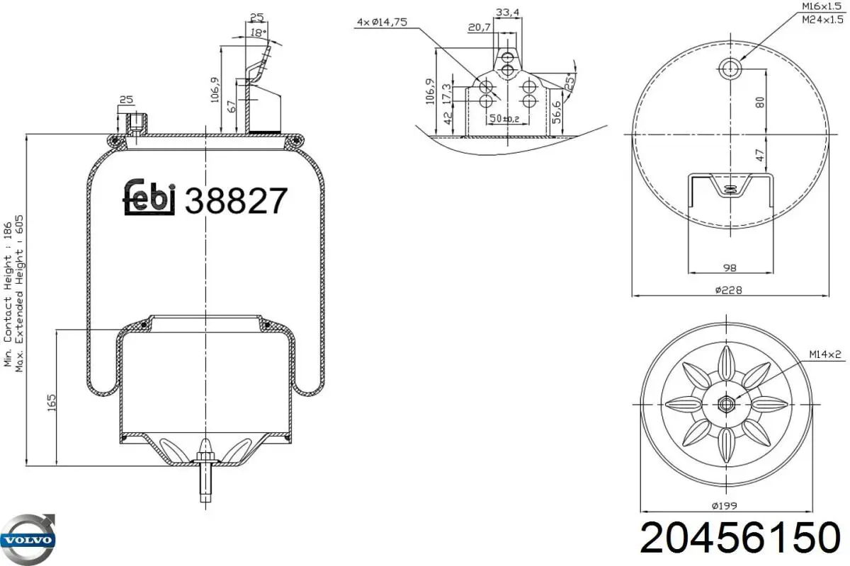 262176 Diesel Technic Bolsa neumática del eje