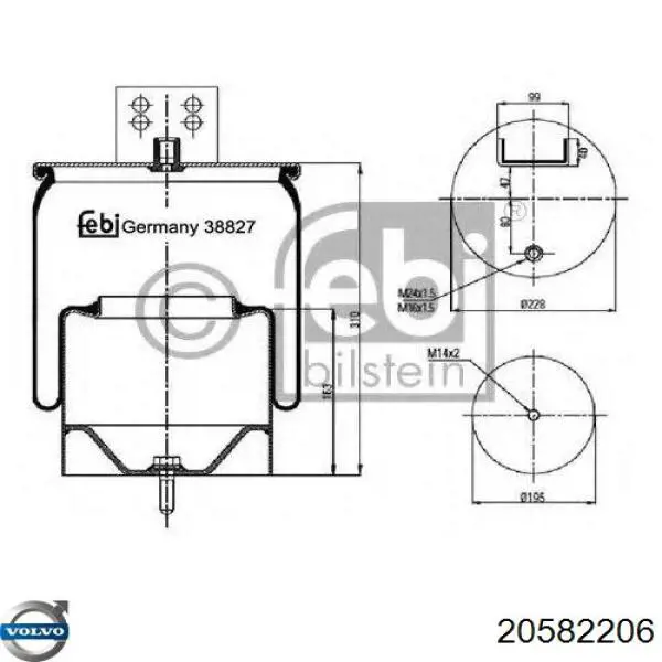 20582206 Volvo Bolsa neumática del eje