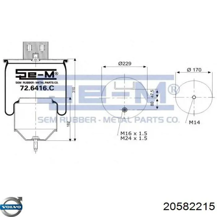20582215 Volvo muelle neumático, suspensión