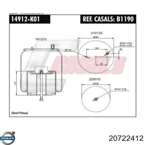 Comprar 20491210CM AIR Fren Bolsa de aire del eje trasero