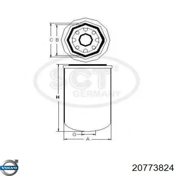 20773824 Volvo Filtro del desecador de aire (separador de agua y aceite) (camión)