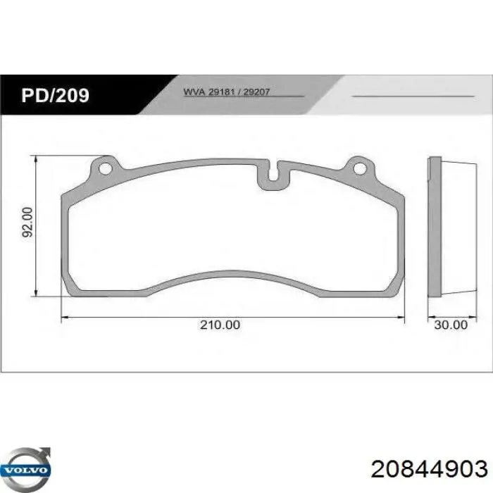 20844903 Volvo pastillas de freno delanteras