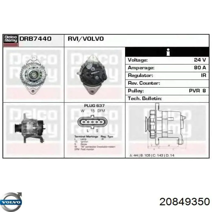 20849350 Volvo Alternador de coche