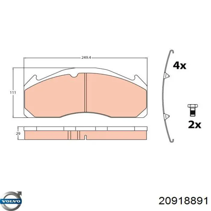 20918891 Volvo Pastillas delanteras