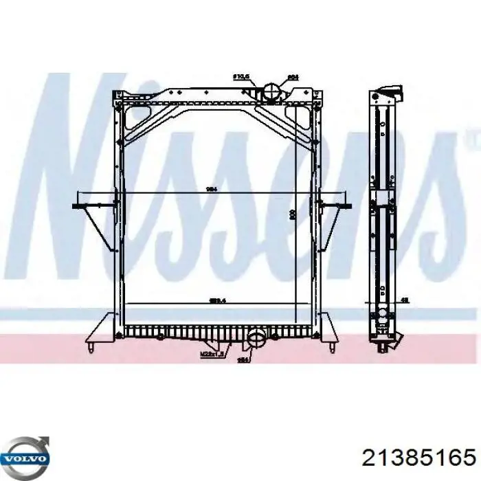 21385165 Volvo radiador refrigeración del motor