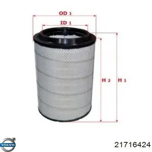 El filtro de aire Volvo 21716424 precio, desde 88,10 EUR