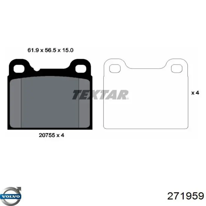 271959 Volvo pastillas de freno traseras