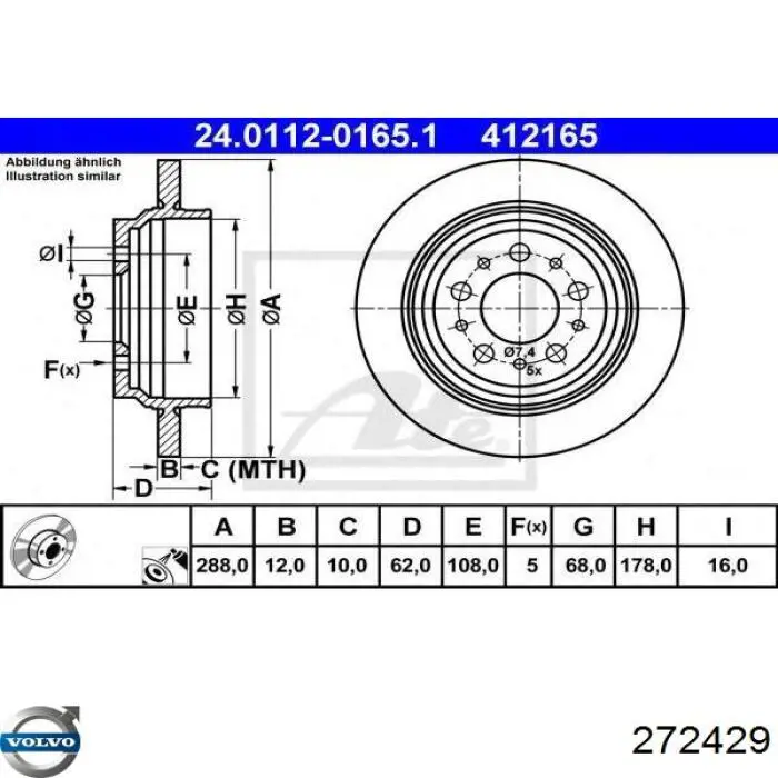 Disco de freno trasero Volvo 272429 precio, desde 40,20 EUR