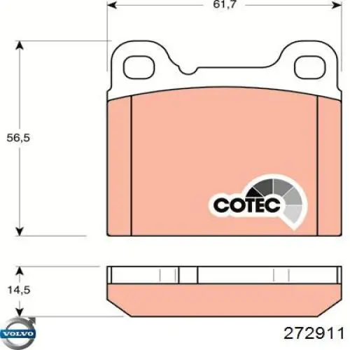 272911 Volvo pastillas de freno traseras