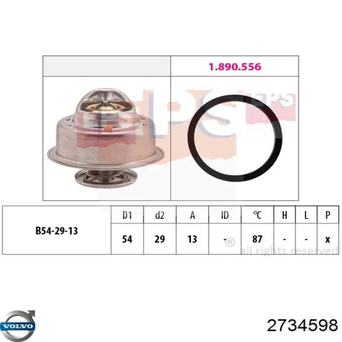 2734598 Volvo termostato, refrigerante