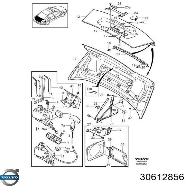 Cerradura de la tapa del depósito de combustible 30612856 Volvo