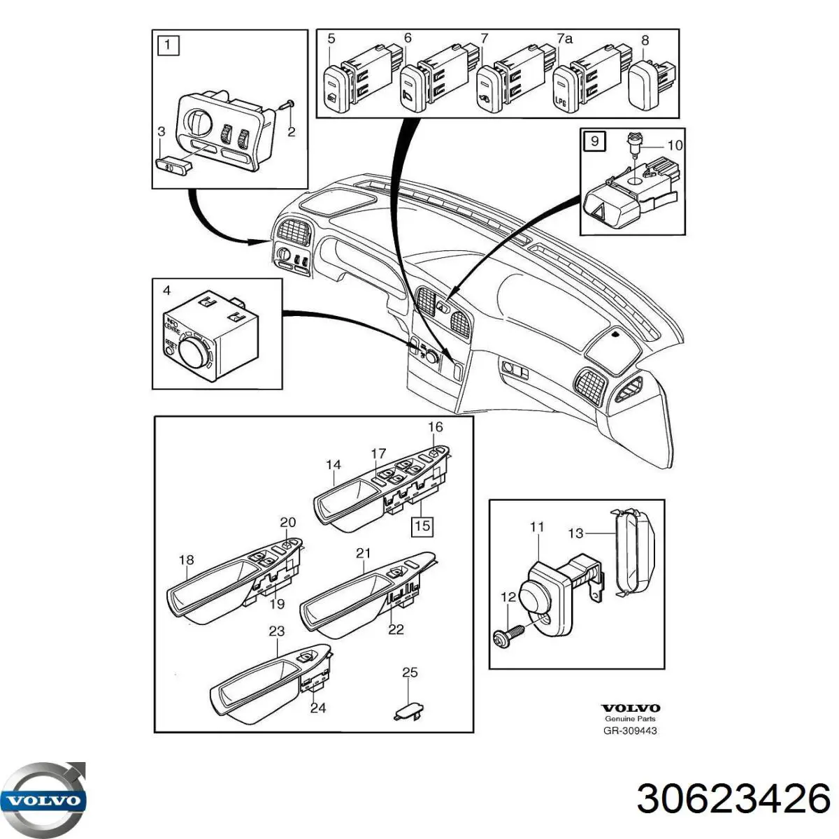 Botón de emergencia Volvo 30862865 precio, desde 60,63 EUR