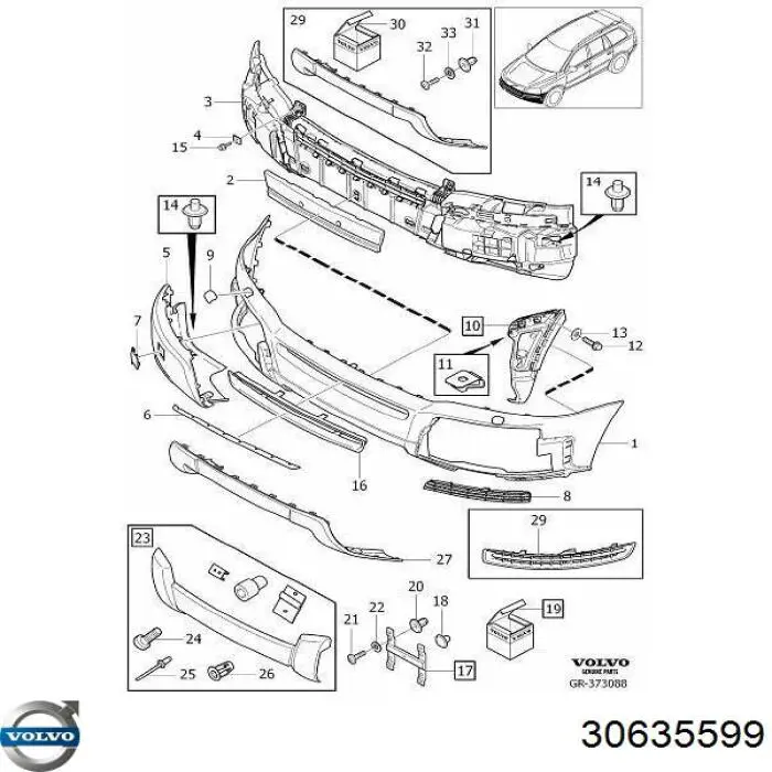 Moldura de parachoques delantero Volvo 30635599 precio, desde 82,56 EUR