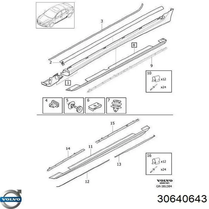 30640643 Volvo Soporte de umbral