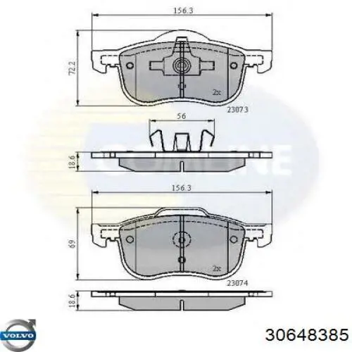 Pastillas de freno delanteras Volvo 30648385