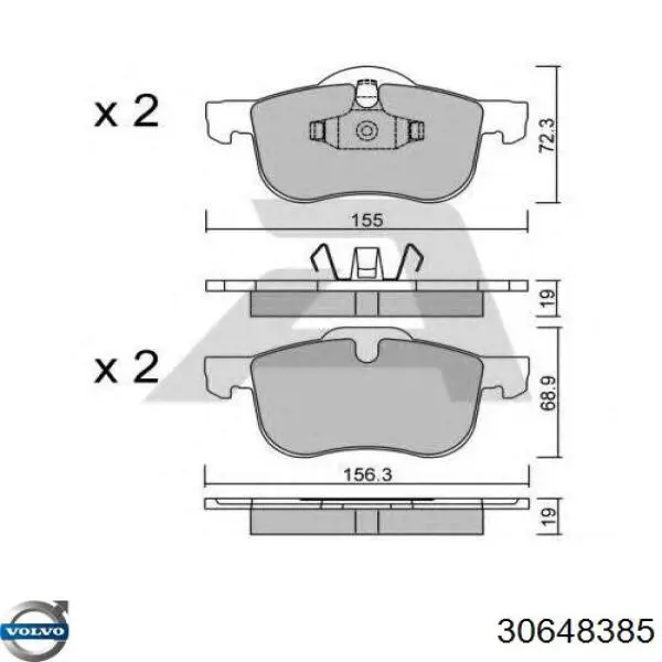 Pastillas freno delanteras Volvo 30648385 precio, desde 28,96 EUR