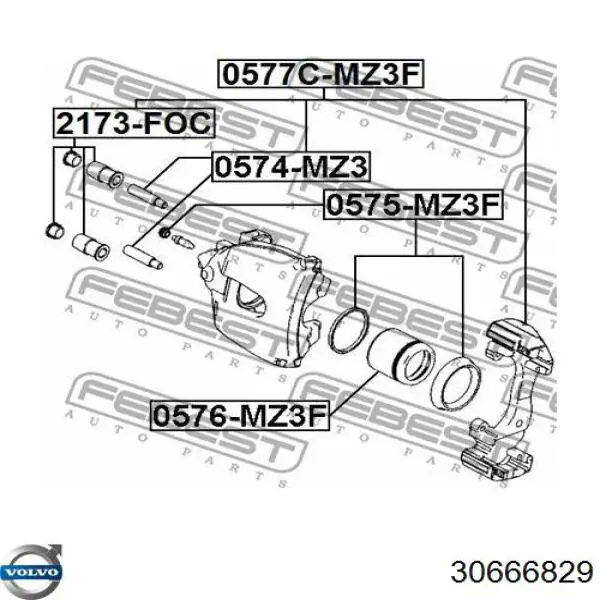 Comprar 30666829 Volvo Pasador guía de la pinza de freno trasera