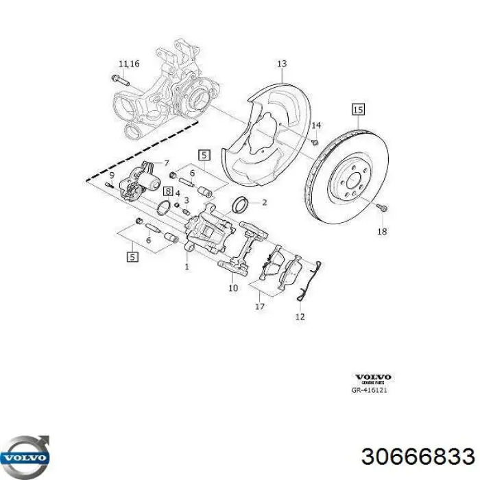 306668336 Volvo Resorte de retención de la pinza de freno
