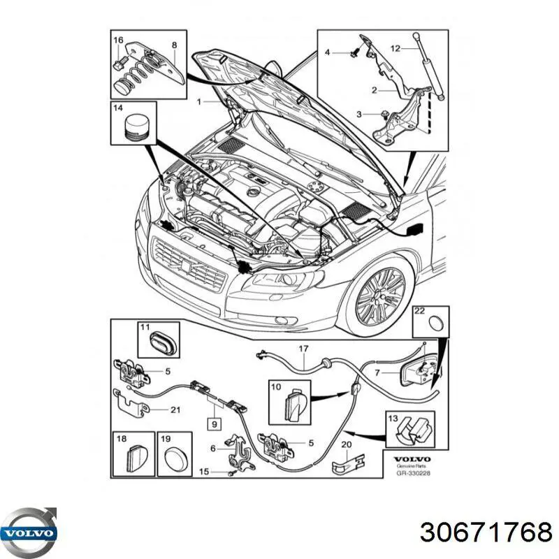Comprar 30671768 Volvo Cable de apertura del capó delantero