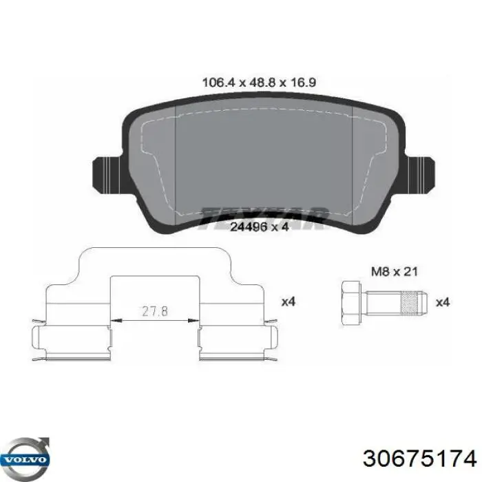 30675174 Volvo pastillas de freno traseras