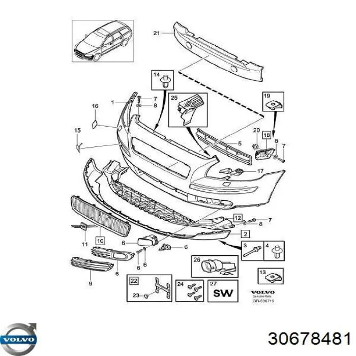 Soporte de parachoques delantero izquierdo Volvo 30678481 precio, desde 5,51 EUR