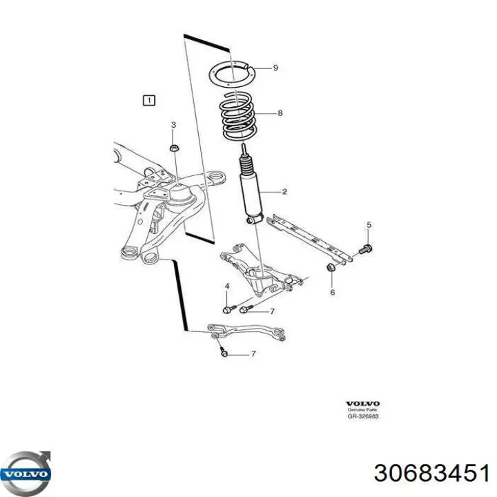 30683451 Volvo amortiguador trasero