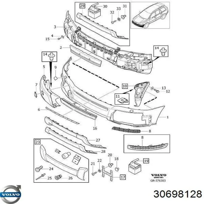 Soporte de parachoques delantero izquierdo para Volvo XC90 