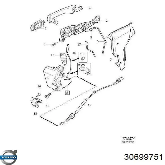 30663045 Volvo cerradura de puerta delantera izquierda