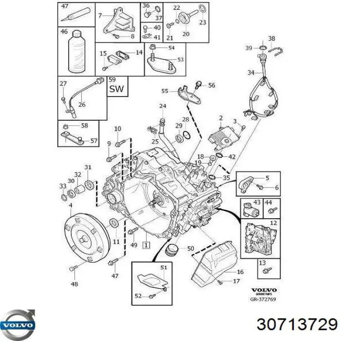 Anillo Reten Caja De Transmision (Salida Eje Secundario) para Volvo XC70 (SZ, LZ)