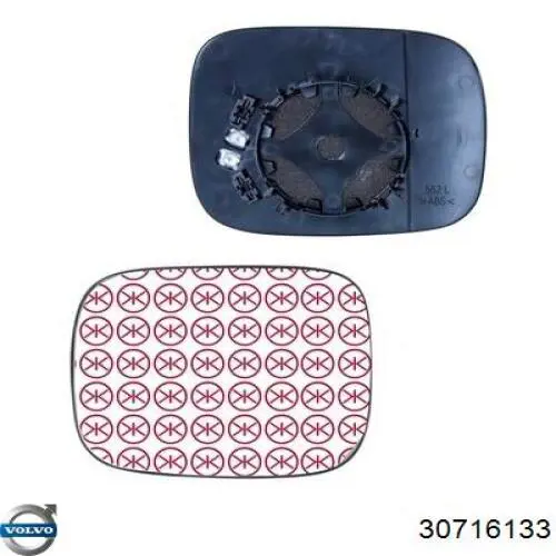 30716133 Volvo cristal de espejo retrovisor exterior derecho