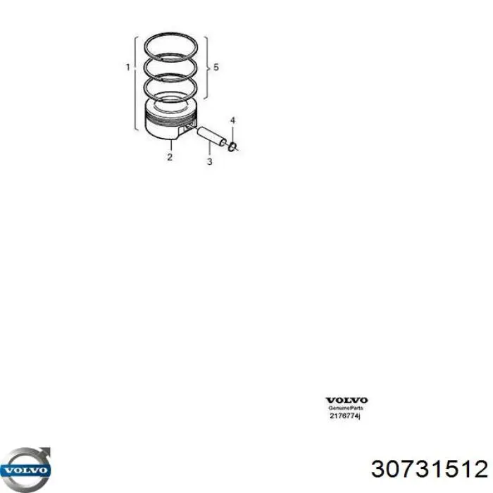 30731512 Volvo juego de aros de pistón para 1 cilindro, std