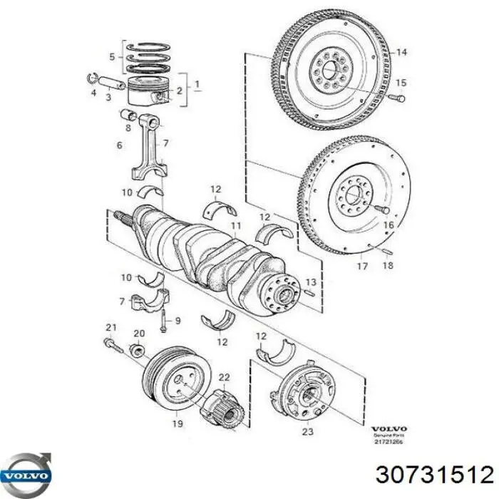 Aros de pistón para 1 cilindro, STD 274428 Volvo