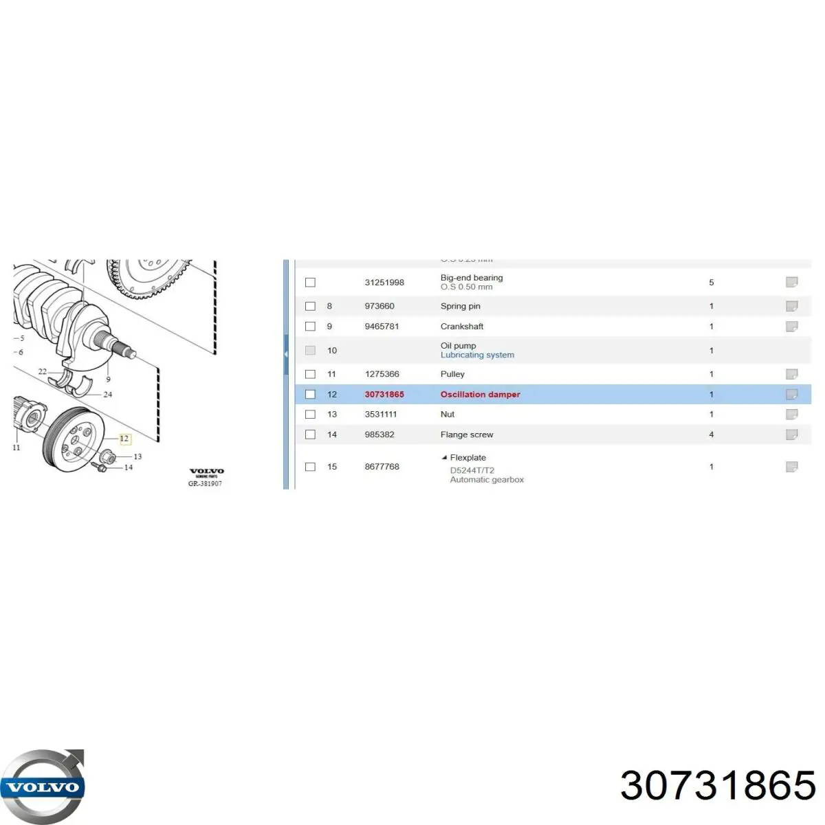 Polea, cigüeñal Volvo XC90