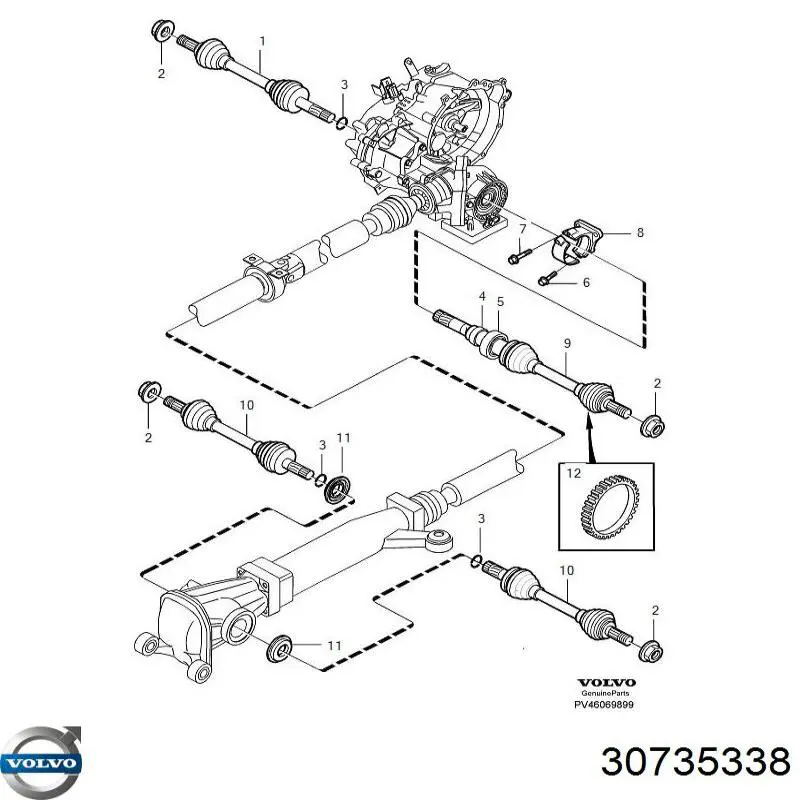 Soporte De Rodamiento Externo Del Eje Delantero para Volvo V70 (LV)