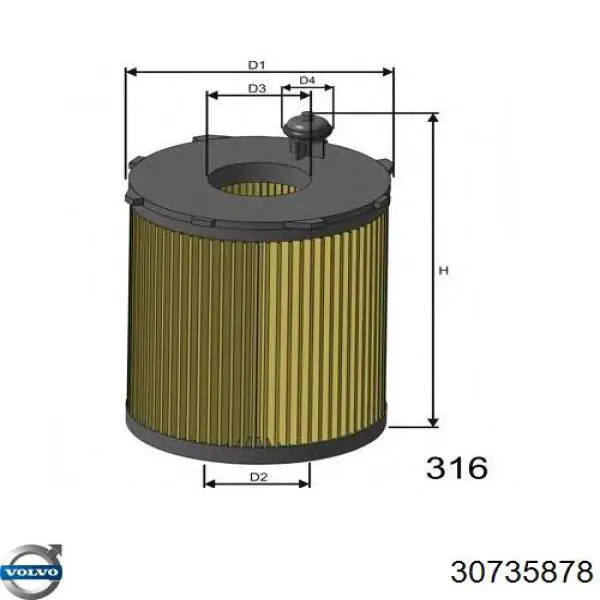 30735878 Volvo filtro de aceite