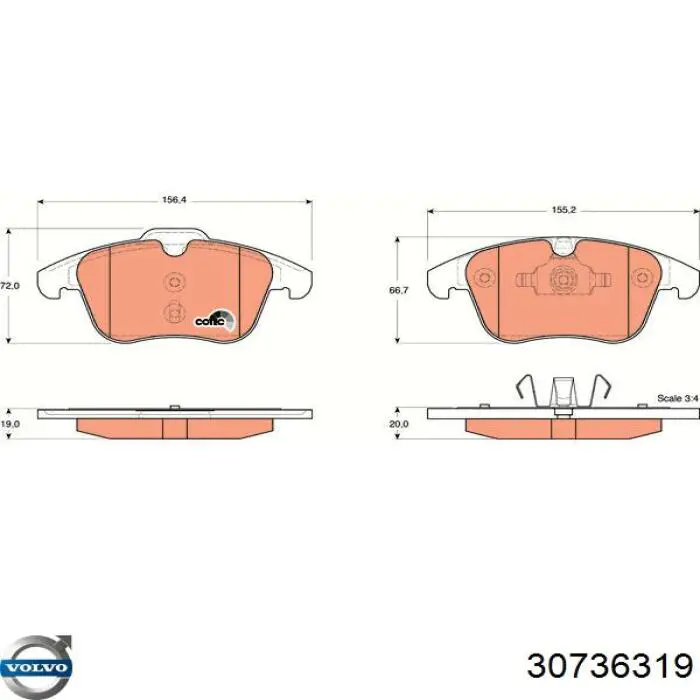 30736319 Volvo pastillas de freno delanteras