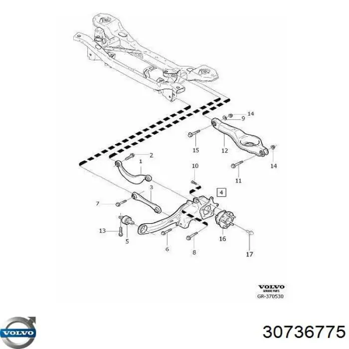 Mangueta trasera derecha Volvo 30736775 precio, desde 132,13 EUR