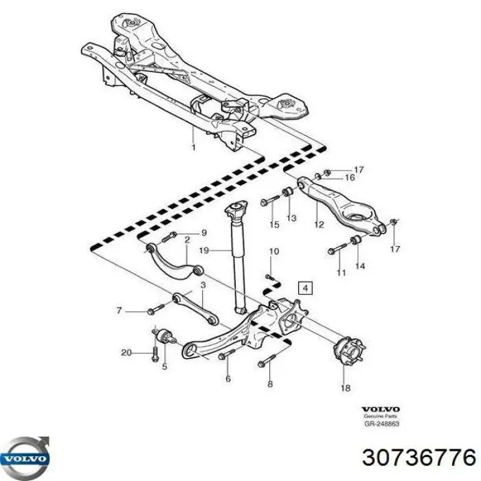 Comprar 30736776 Volvo Mangueta trasera izquierda
