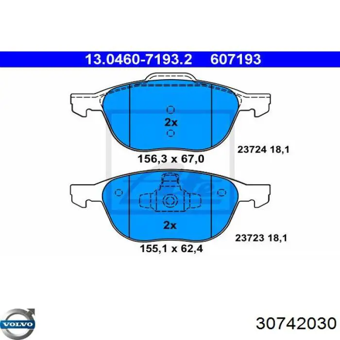 Pastillas freno delanteras Volvo 30742030 precio, desde 23,98 EUR