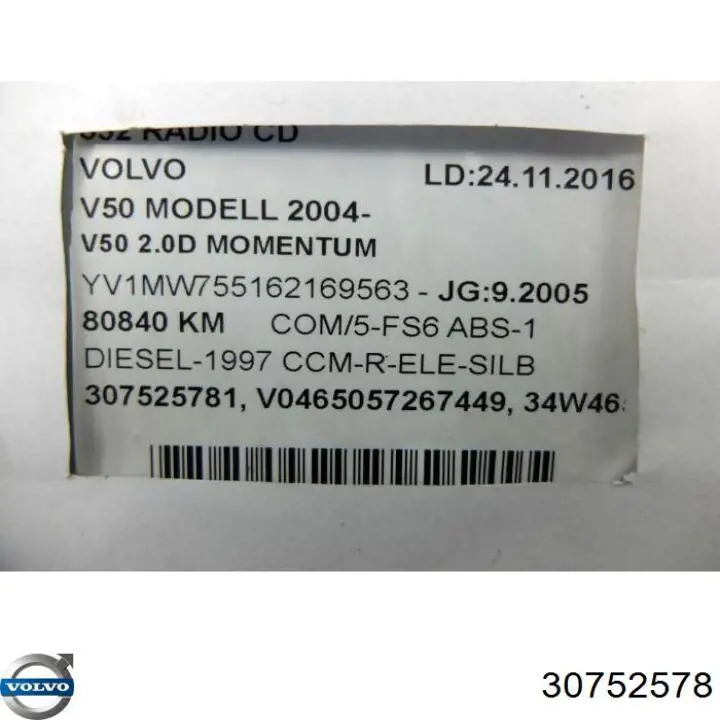 Radio 30752578 Volvo