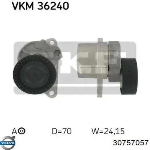 Tensor de la correa trapecial poli v Volvo 30757057